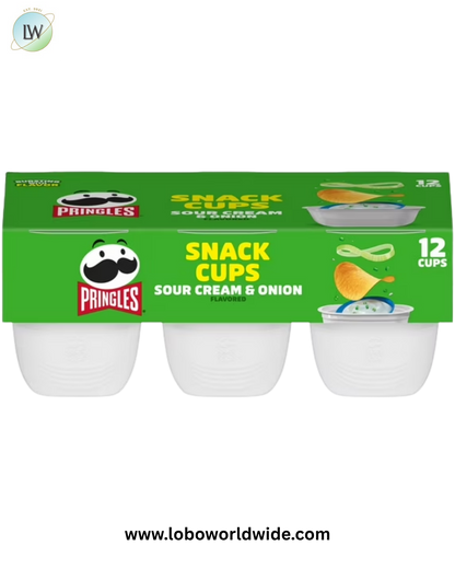 Pringles Sour Cream and Onion Potato Crisps Chips, Lunch Snacks, 12 Count