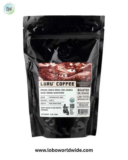 Pure Indian Foods, Luru™ Coffee, Fine Ground, Medium-Dark Roast, 8 oz (226 g)