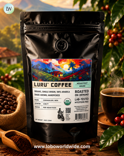 Pure Indian Foods, Luru™ Coffee, Ground, Medium Roast, 8 oz (226 g)