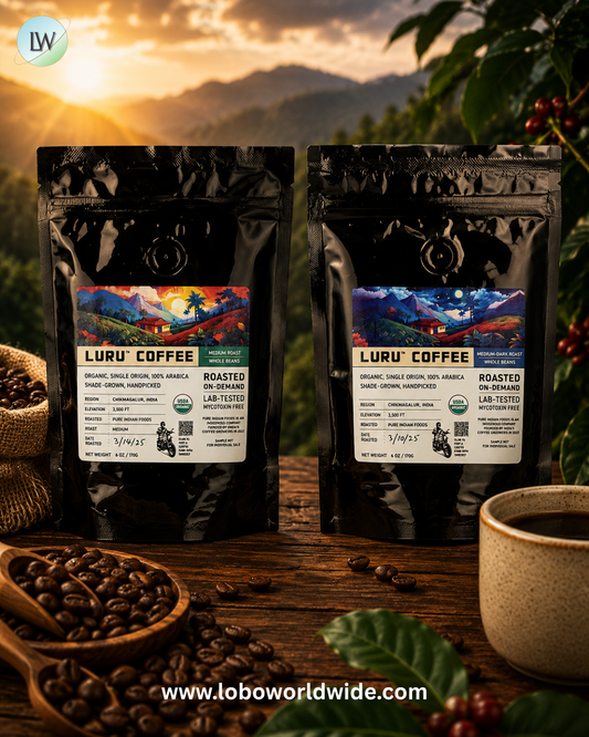 Pure Indian Foods, Luru™ Coffee, Whole Beans Sampler, 2 Packs, 4 oz (113 g) Each