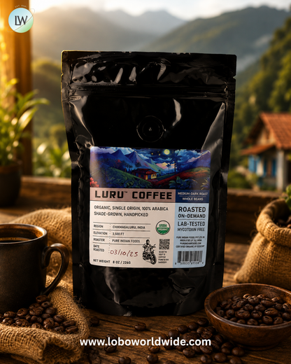 Pure Indian Foods, Luru™ Coffee, Whole Beans, Medium, 8 oz (226 g)