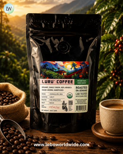 Pure Indian Foods, Luru™ Coffee, Whole Beans, Medium, 8 oz (226 g)