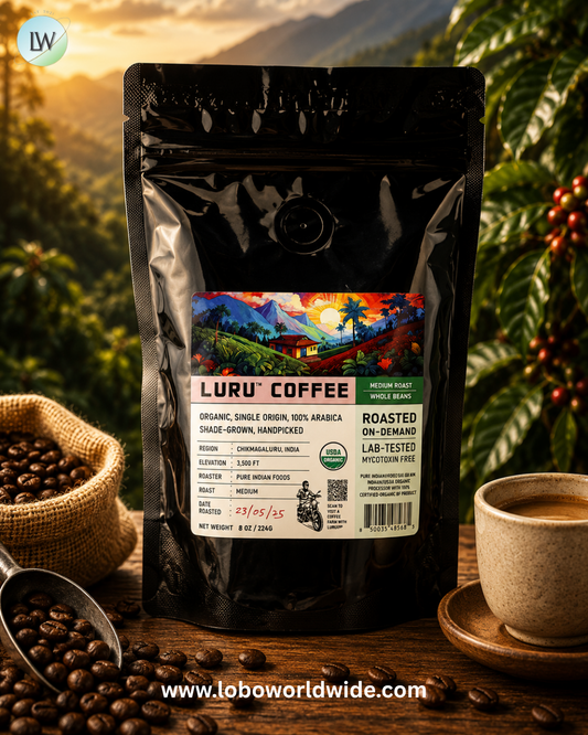 Pure Indian Foods, Luru™ Coffee, Whole Beans, Medium, 8 oz (226 g)