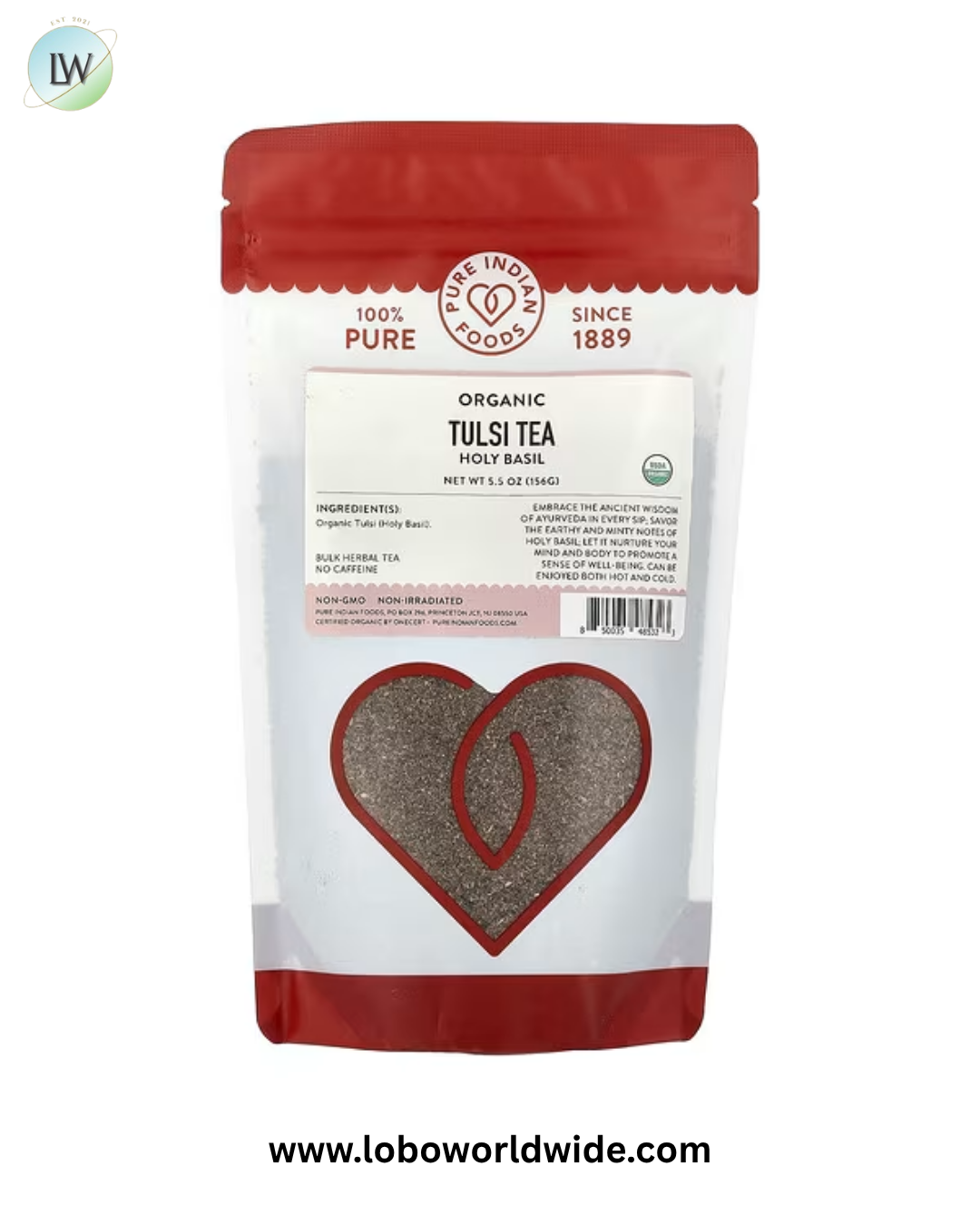 Pure Indian Foods, Organic Tulsi Tea, Holy Basil, Caffeine Free, 5.5 oz (156 g)