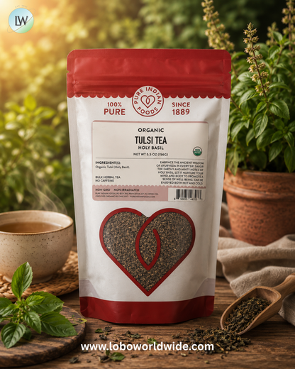 Pure Indian Foods, Organic Tulsi Tea, Holy Basil, Caffeine Free, 5.5 oz (156 g)