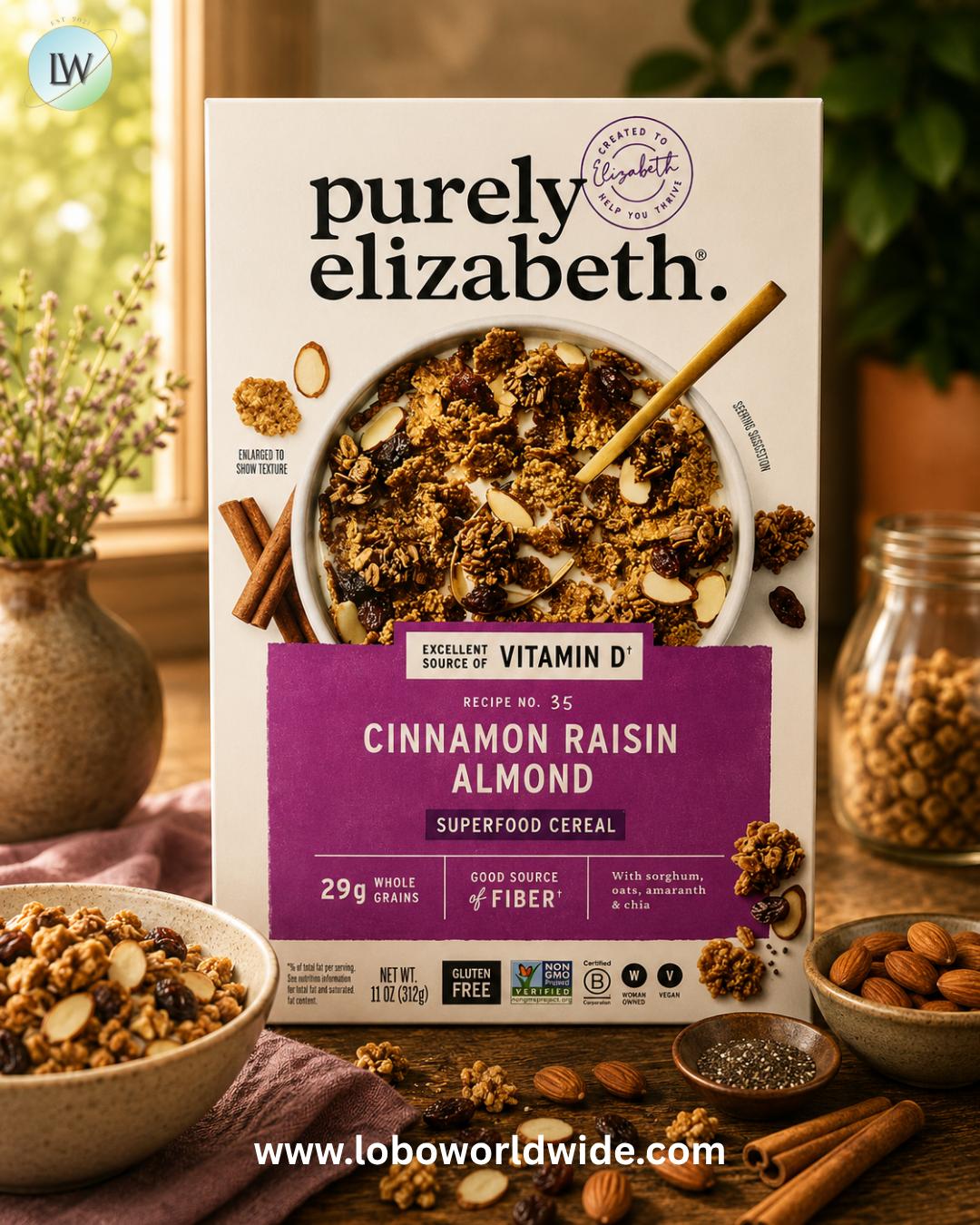 Purely Elizabeth, Superfood Cereal, Cinnamon Raisin Almond, 11 oz (312 g)
