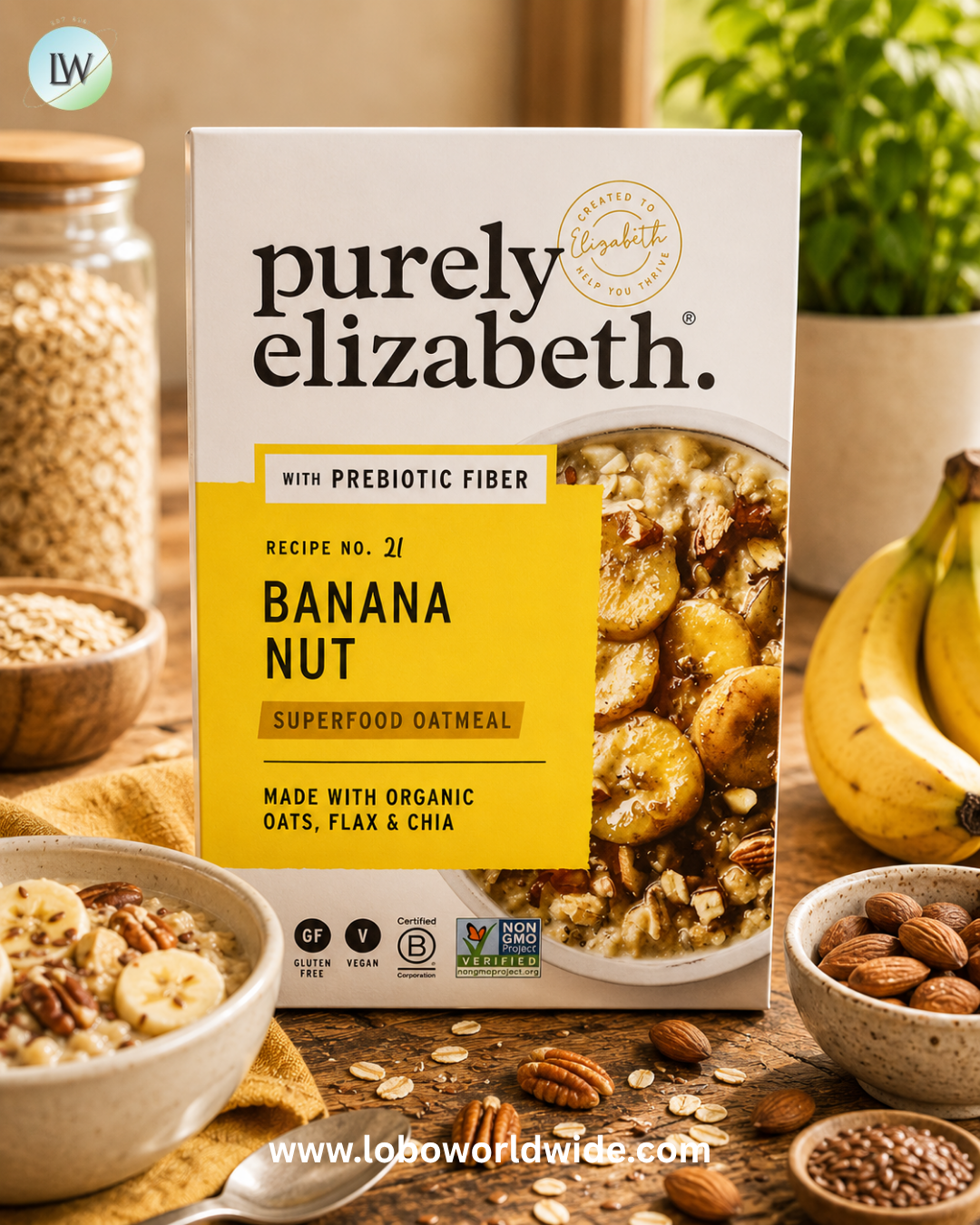 Purely Elizabeth, Superfood Oatmeal With Prebiotic Fiber, Banana Nut, 6 Packets, 1.52 oz (43 g) Each