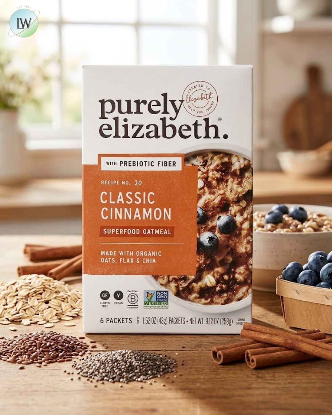Purely Elizabeth, Superfood Oatmeal With Prebiotic Fiber, Classic Cinnamon, 6 Packets, 1.52 oz (43 g) Each