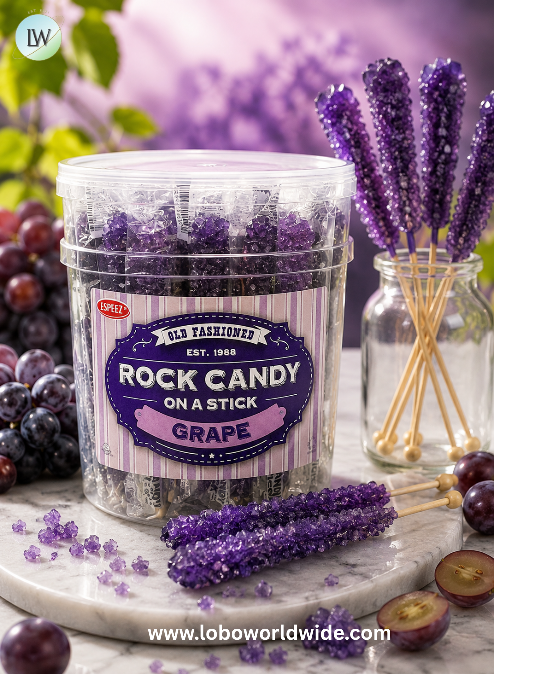 Rock Candy Crystal Sticks Cherry - 36ct Tubs