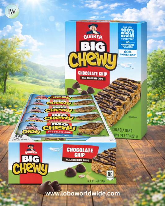 Quaker Big Chewy Granola Bars, 60% Larger, Chocolate Chip, (10 Count)