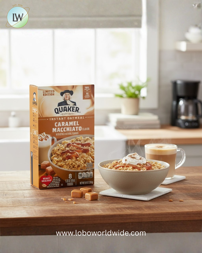 Quaker Caramel Macchiato Flavor Instant Oatmeal, 8 Count, 9.8 Ounce Box