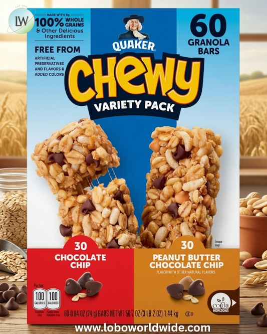 Quaker Chewy Granola Bars, Variety Pack, 0.84 oz, 60-count