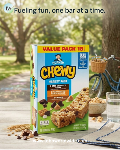 Quaker Chewy Granola Bars, Variety Pack, 18 Count