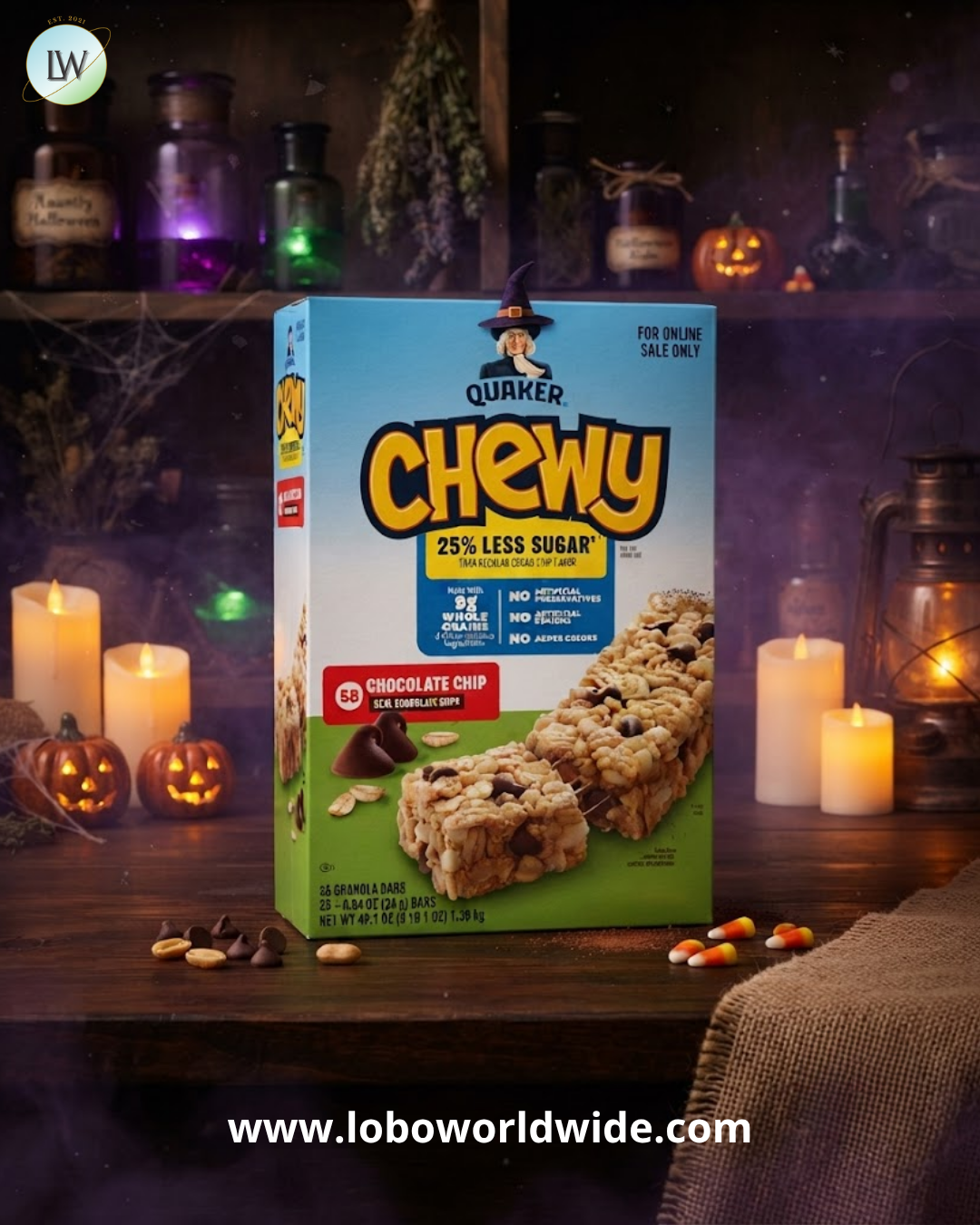 Quaker Chewy Lower Sugar Granola Bars, Chocolate Chip, 0.84 oz, 58 ct.