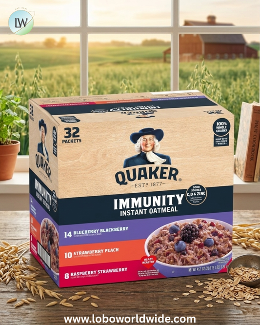 Quaker Immunity Instant Oatmeal, 3 Flavor Variety Pack, Good Source of Vitamins C, D, & Zinc, Whole Grains, No Artificial Flavors, No Colors from Artificial Sources, 1.41 oz Packets, (32 Pack)