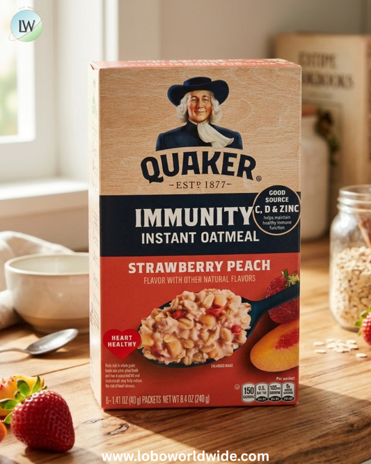 Quaker Immunity Instant Oatmeal, Strawberry Peach, Good Source of Vitamins C, D, & Zinc, Whole Grains, 1.41 oz packets, (6 Pack)