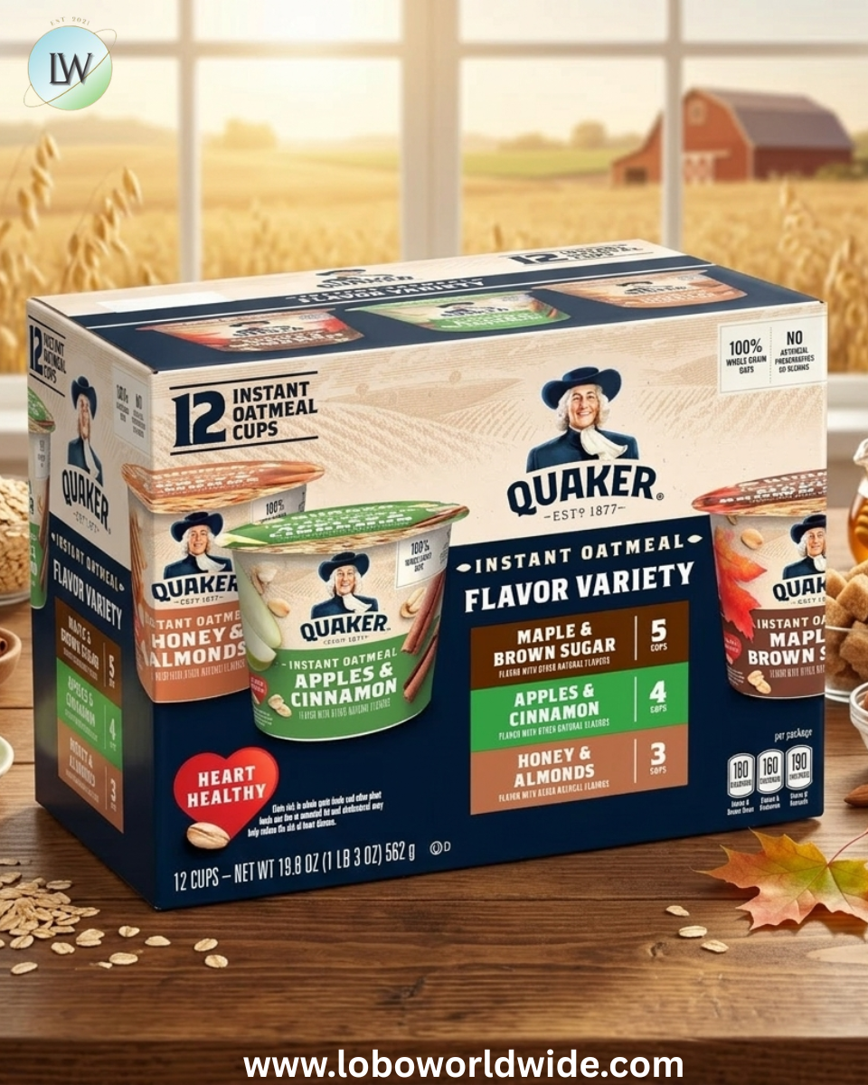 Quaker Instant Oatmeal Cups, Variety Pack, 12-count