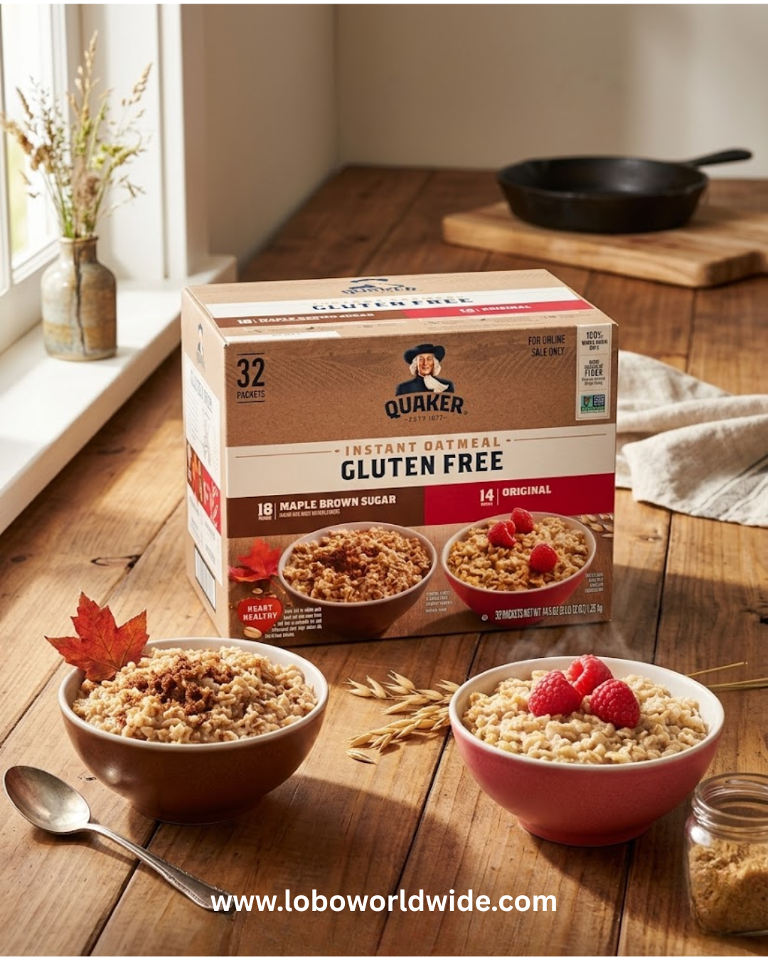 Quaker Instant Oatmeal, 2 Flavor Gluten Free Variety Pack, 32 Count