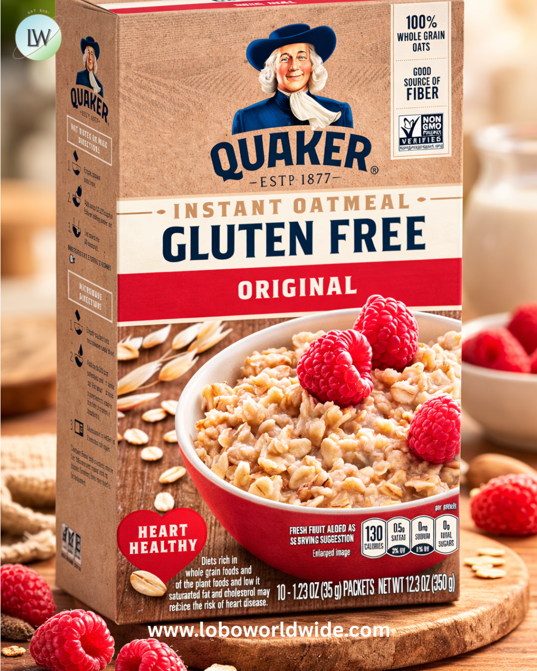 Quaker Instant Oatmeal, Gluten Free Original, Breakfast Cereal, 10 Packets