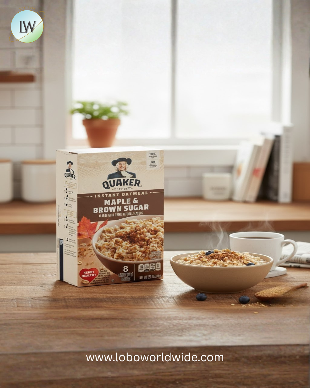 Quaker Instant Oatmeal, Maple Brown Sugar, 12.1 oz, 8 Packets