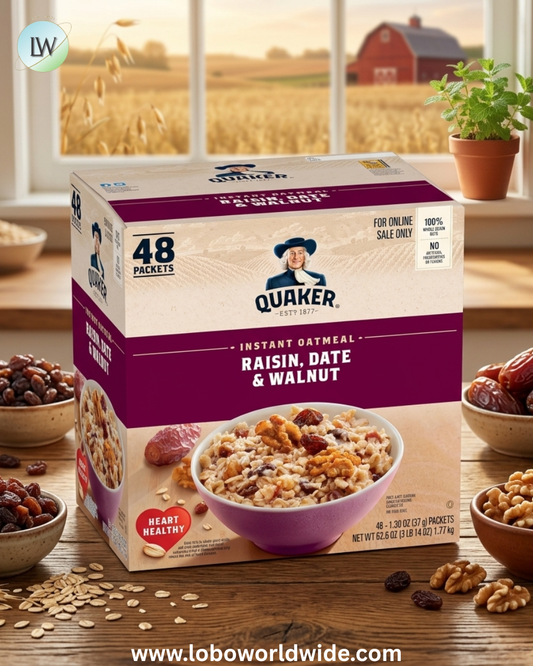 Quaker Instant Oatmeal, Raisin, Date and Walnut, Individual Packets, 1.30 Ounce (Pack of 48)