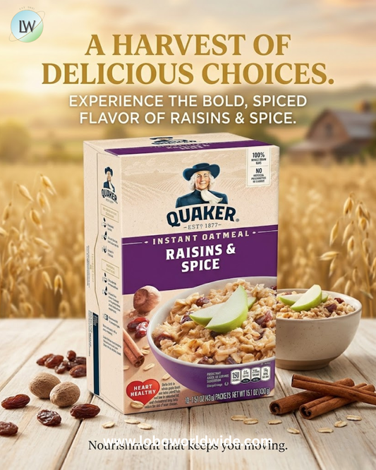 Quaker Instant Oatmeal, Raisin & Spice, Breakfast Cereal, 10 count , 1.51 oz Packets Per Box (Pack of 4)