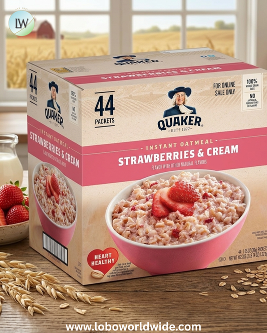 Quaker Instant Oatmeal, Strawberries & Cream, 1.05 Oz, (Pack of 44)