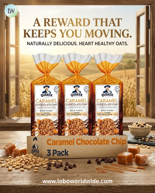 Quaker Large Rice Cakes, Caramel Chocolate Chip, 7.4 oz Bags, (3 Pack), Gluten Free, Whole Grain, No Artificial Flavors