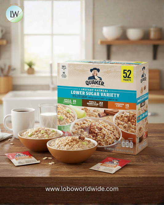 Quaker Lower Sugar Instant Oatmeal, Variety Pack, 1.17 oz., 52 pk.