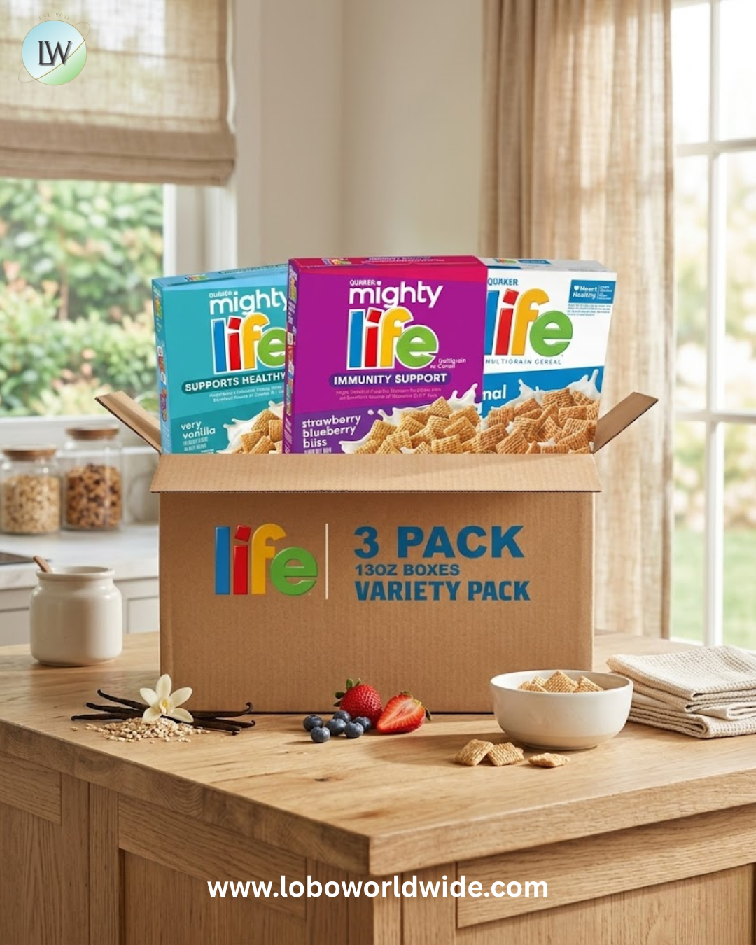 Quaker Mighty Life Multigrain Breakfast Cereal, 3 Flavor Variety Pack (3 Pack)