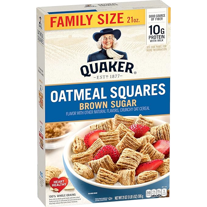Quaker Brown Sugar Oatmeal Squares Breakfast Cereal 21oz (Pack of 4)