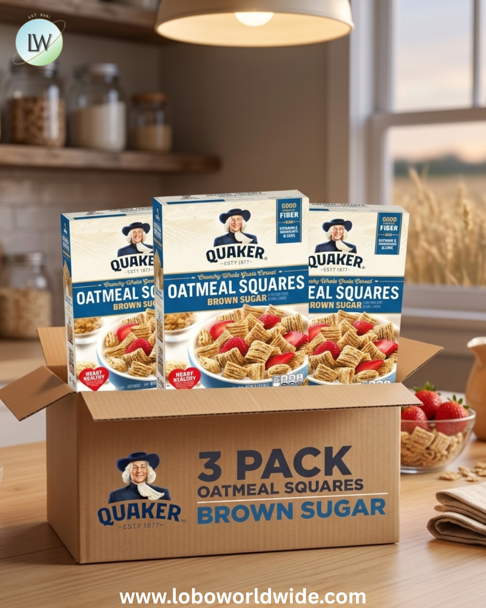Quaker Oatmeal Squares Breakfast Cereal, Brown Sugar, 14.5oz Boxes (3 Pack)