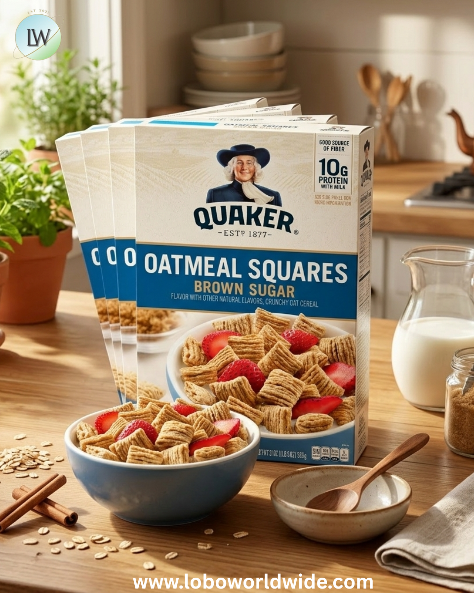 Quaker Oatmeal Squares Crunchy Oat Cereal Brown Sugar, 21 oz Paperbox