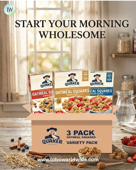 Quaker Oatmeal Squares Crunchy Whole Grain Breakfast Cereal Variety pack, 14.5 Oz Boxes (Pack of 3)