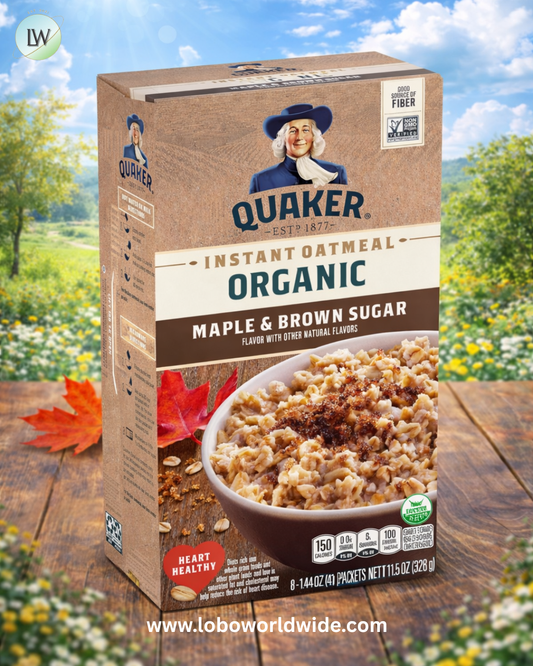 Quaker Organic Instant Oatmeal, Maple & Brown Sugar, Breakfast Cereal, 1.44 Oz (Pack of 8)