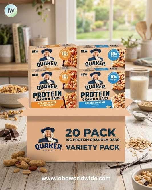 Quaker Protein Granola Bars, 2 Flavor Variety Pack, 10g Protein, 1.41 oz Bars, 20ct