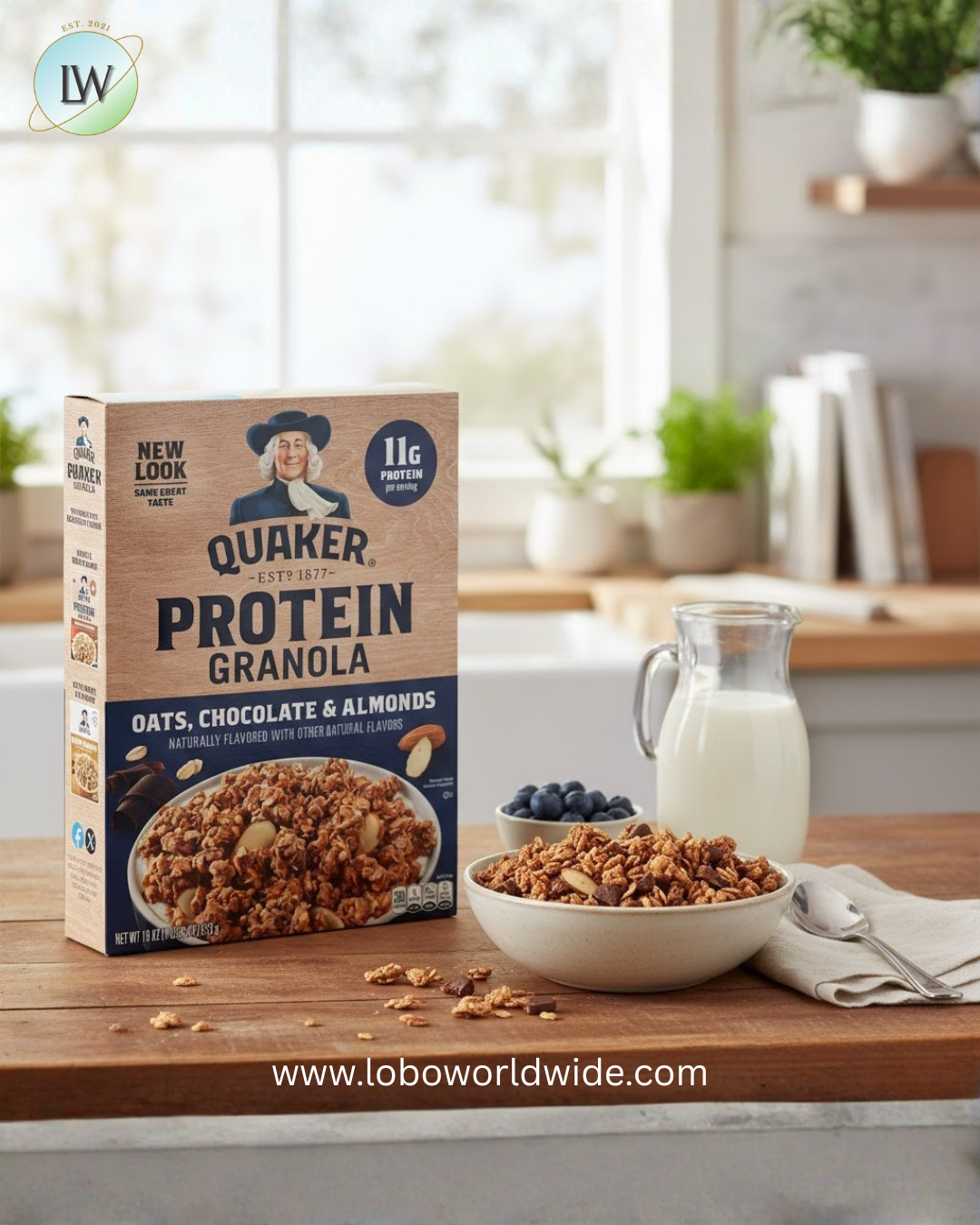 Quaker Protein Granola Oats Chocolate & Almonds, 18 oz Single Pack ...