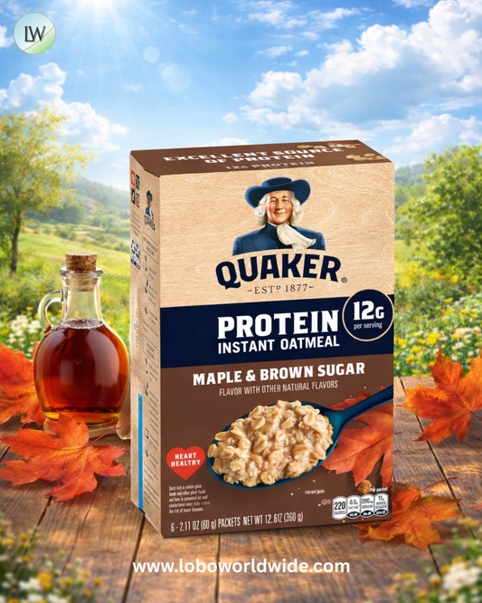 Quaker Protein Instant Oatmeal, Maple Brown Sugar, 12g Protein per Serving, Whole Grains, No Artificial Flavors, No Added Colors, 2.11 oz Packets, (6 Pack)