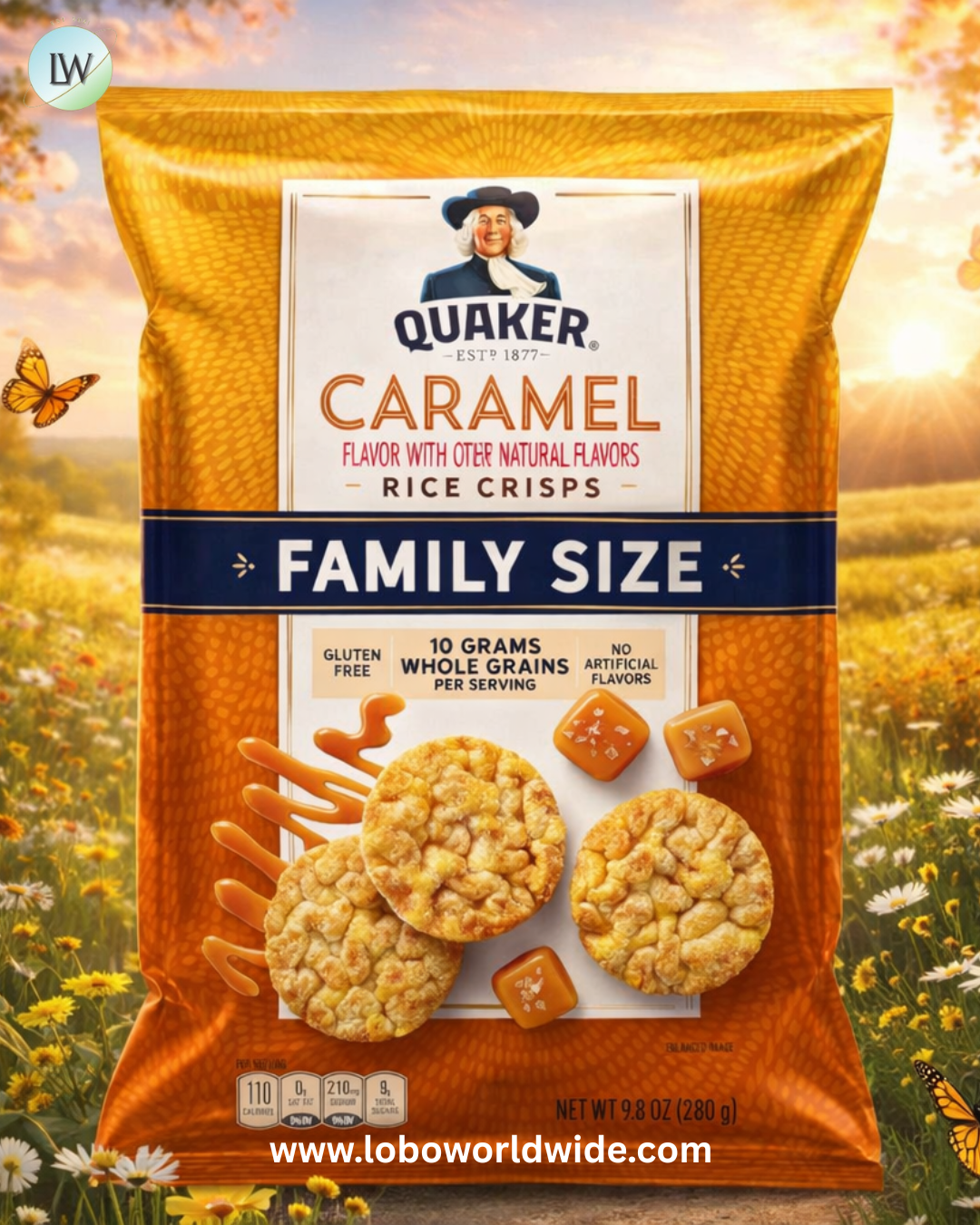 Quaker Rice Crisps Caramel, 9.8 Oz