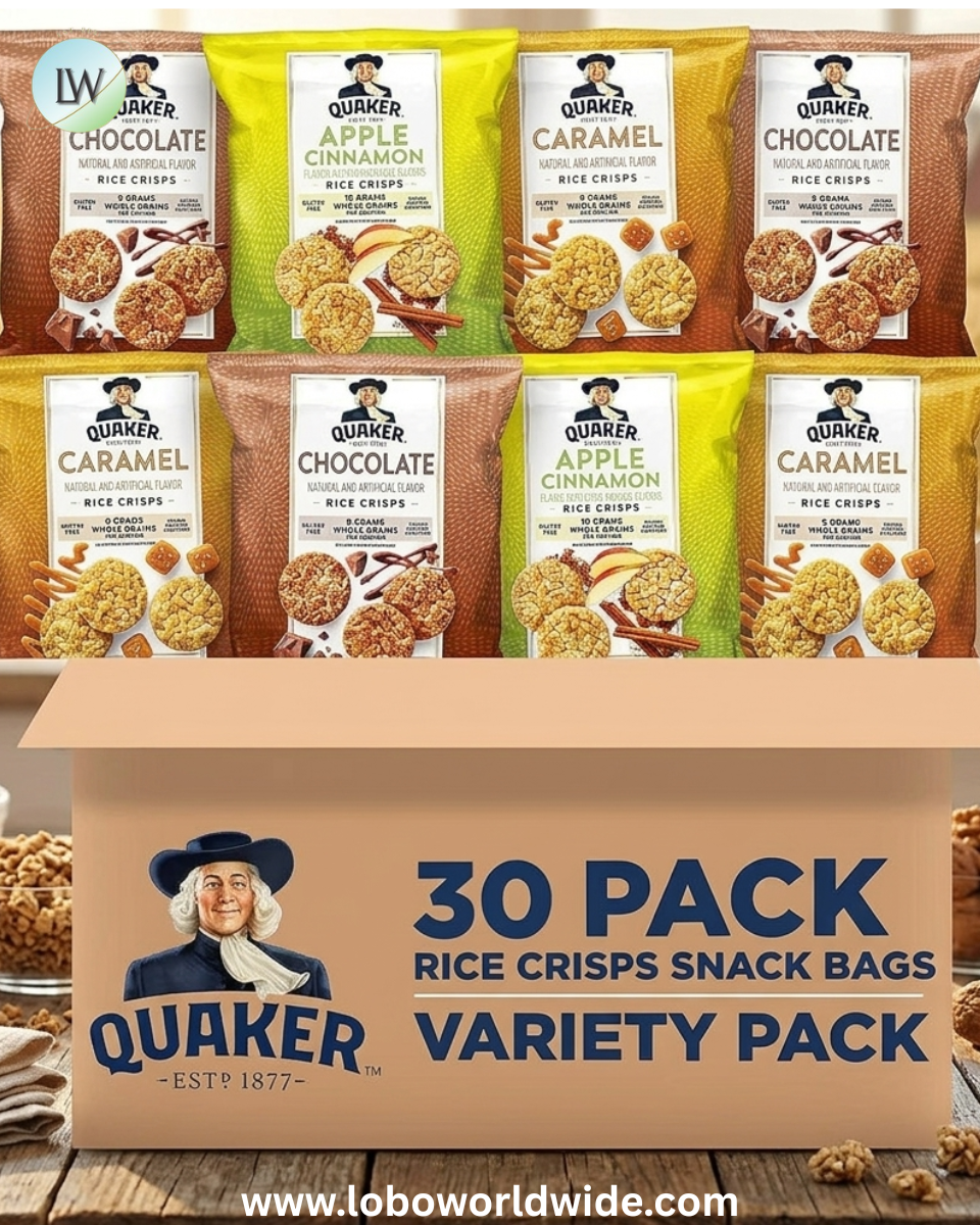 Quaker Rice Crisps, Gluten Free, 3 Flavor Sweet Variety Mix, 0.91oz Bags (Pack of 30)