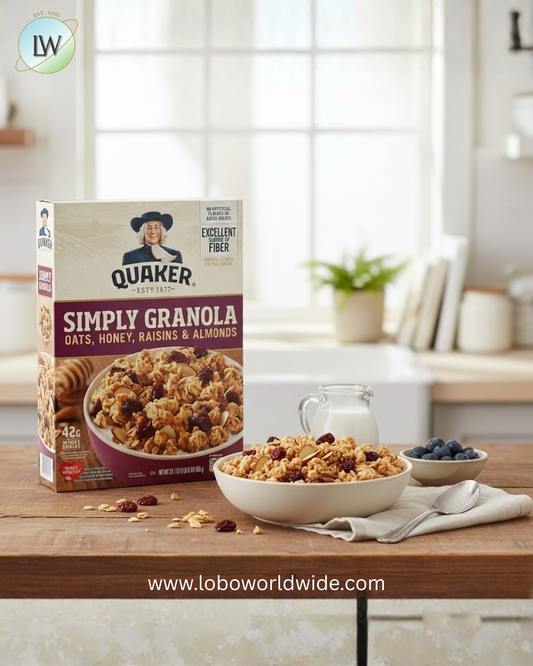 Quaker Simply Granola Breakfast Cereal, Oats Honey Raisins & Almonds, 24.1 oz Box
