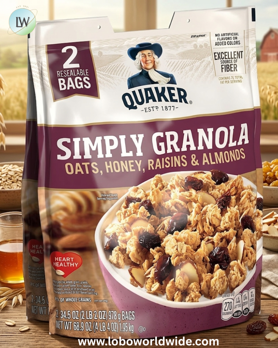 Quaker Simply Granola Oats, Honey, Raisins and Almonds, 2 pk./34.5 oz.