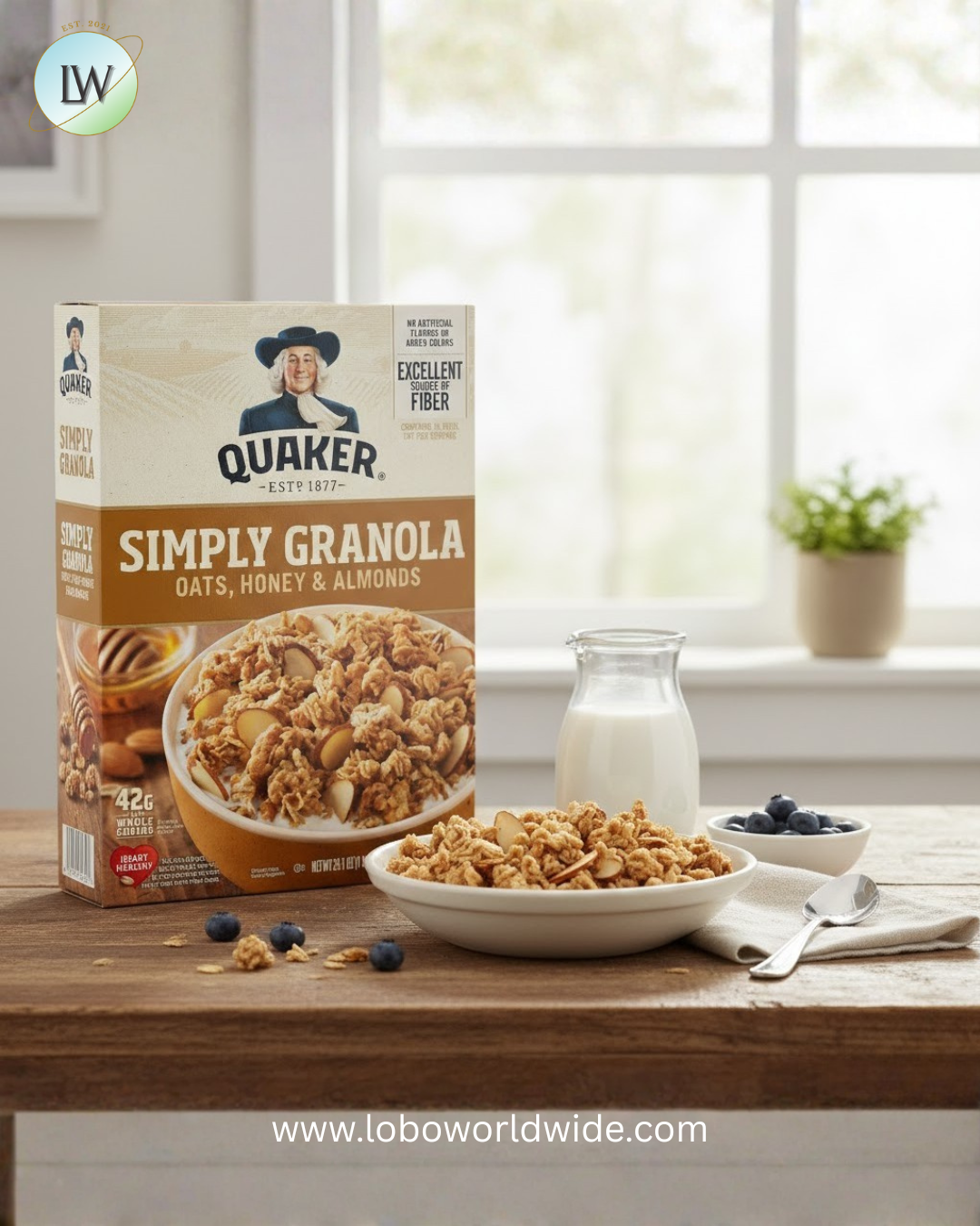 Quaker Simply Granola, Oats, Honey & Almonds Cereal, Ready-to-Eat, 24.1 oz Box