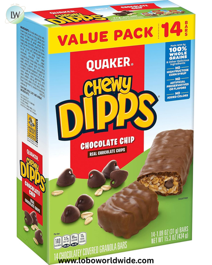 Quaker Chewy Dipps Granola Bars Chocolate Chip, 1.09 oz, 14 Ct