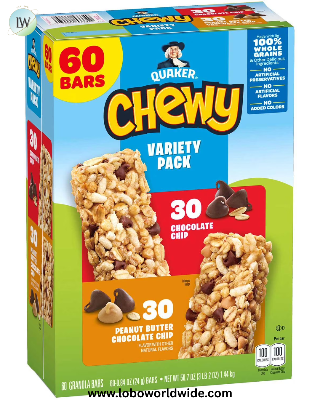 Quaker Chewy Granola Bar, Variety Pack, 60 ct.