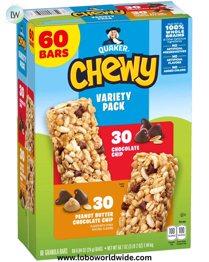 Quaker Chewy Granola Bar, Variety Pack, 60 ct.