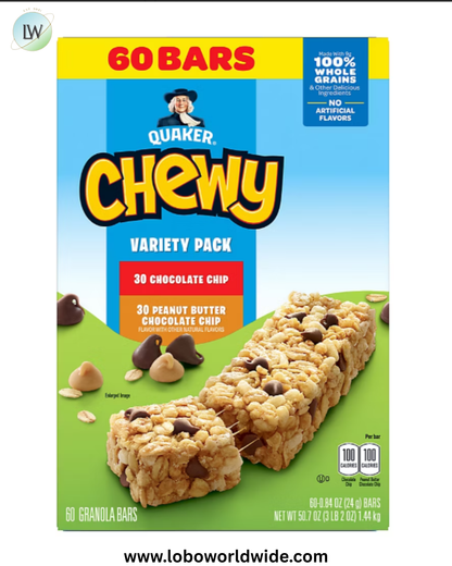 Quaker Chewy Granola Bars Variety Pack, 60 pk.