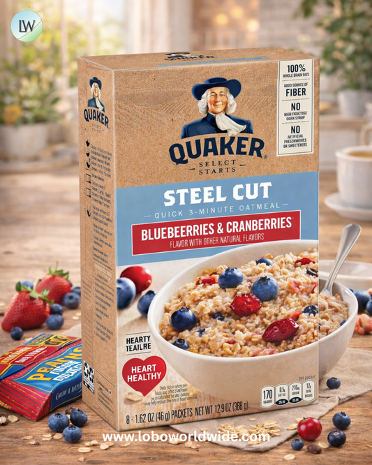 Quaker, Instant Steel Cut Oatmeal, Cranberries And Blueberries, 8 Ct