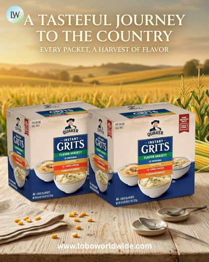 Quaker Instant Grits, 4 Flavor Variety Pack, 0.98oz Packets,44 Count (Pack of 1)