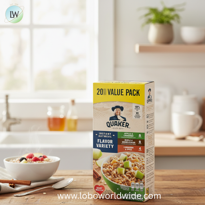 Quaker Instant Oatmeal, Flavor Variety Value Pack, 20 Packets (8 Apples & Cinnamon, 8 Maple & Brown Sugar, 4 Cinnamon Spice)